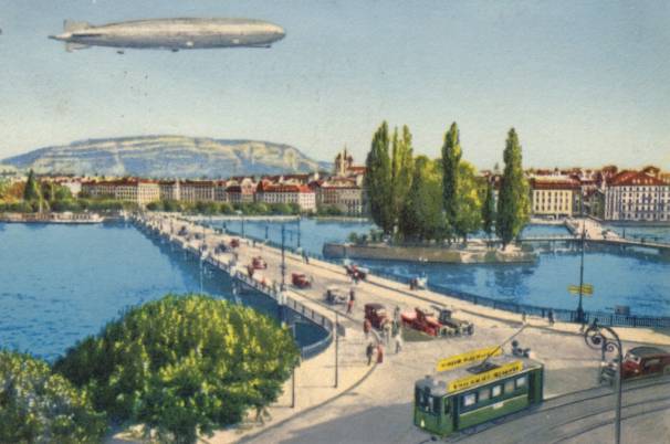 Zeppelin LZ-127 survolant Genève (entre 1930 et 1937)