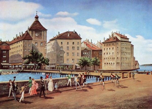 Pont de l'Île, course de grands-bis (v. 1875)