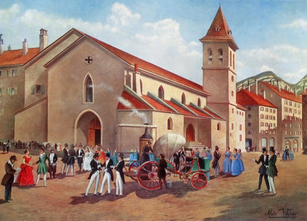 Place Saint-Gervais, voiture à vapeur (v. 1878)