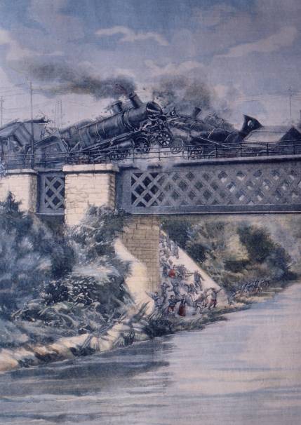 Collision ferroviaire au pont du PLM sur l´Arve en 1904